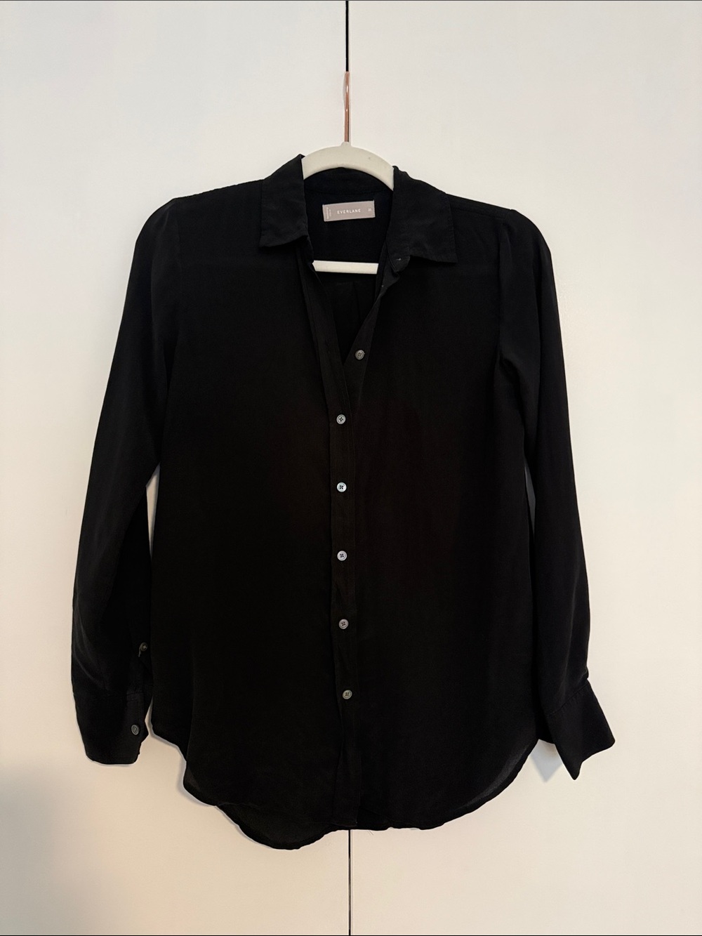 Everlane Black Button-Up 100% Silk Blouse